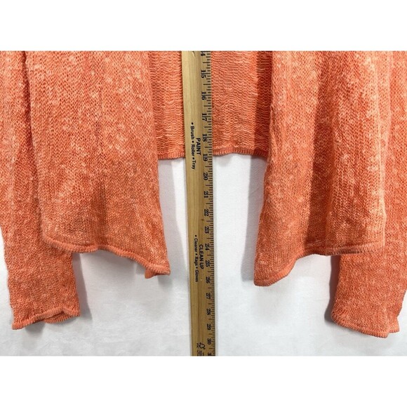 Eileen Fisher Linen Blend Open Front Cardigan Womens Large Coral Peach Open Knit - Picture 6 of 8